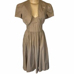 Vintage Cacharel 50’s style set flared dress cropped cap sleeve bolero jacket 6